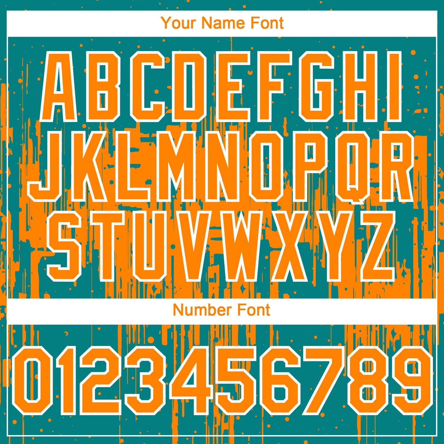 Custom Teal Bay Orange-White Dripping Splatter Paint Authentic Baseball Jersey