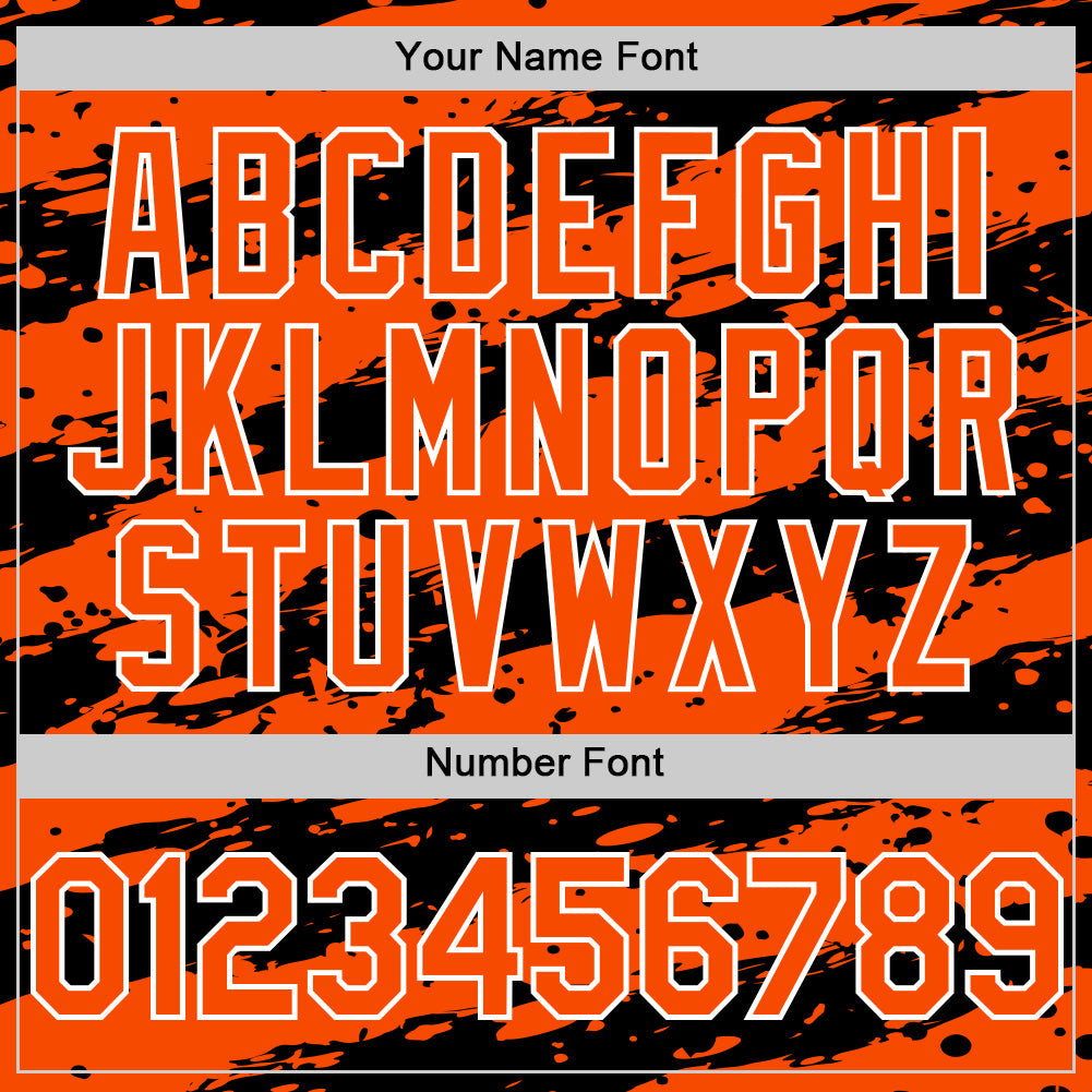 Custom Orange Black-White Paint Splash Stripe Authentic Baseball Jersey