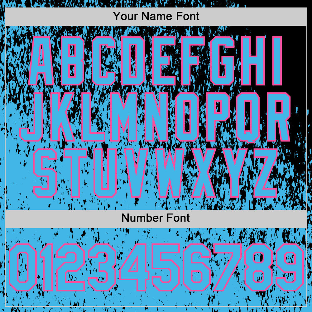 Custom Black Sky Blue-Pink Abstract Fragment Splatter Authentic Baseball Jersey