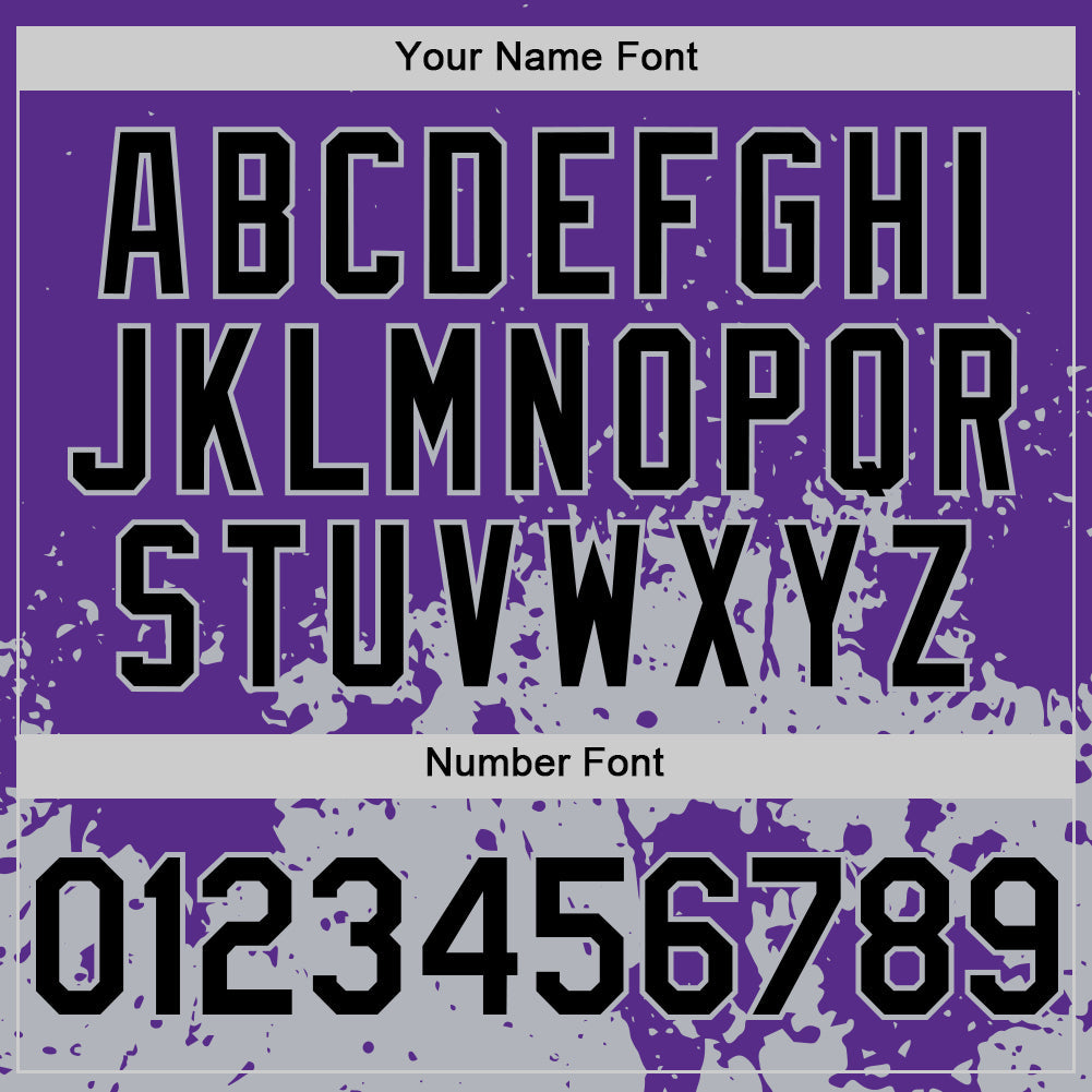Custom Purple Black-Gray Abstract Splatter Grunge Authentic Baseball Jersey