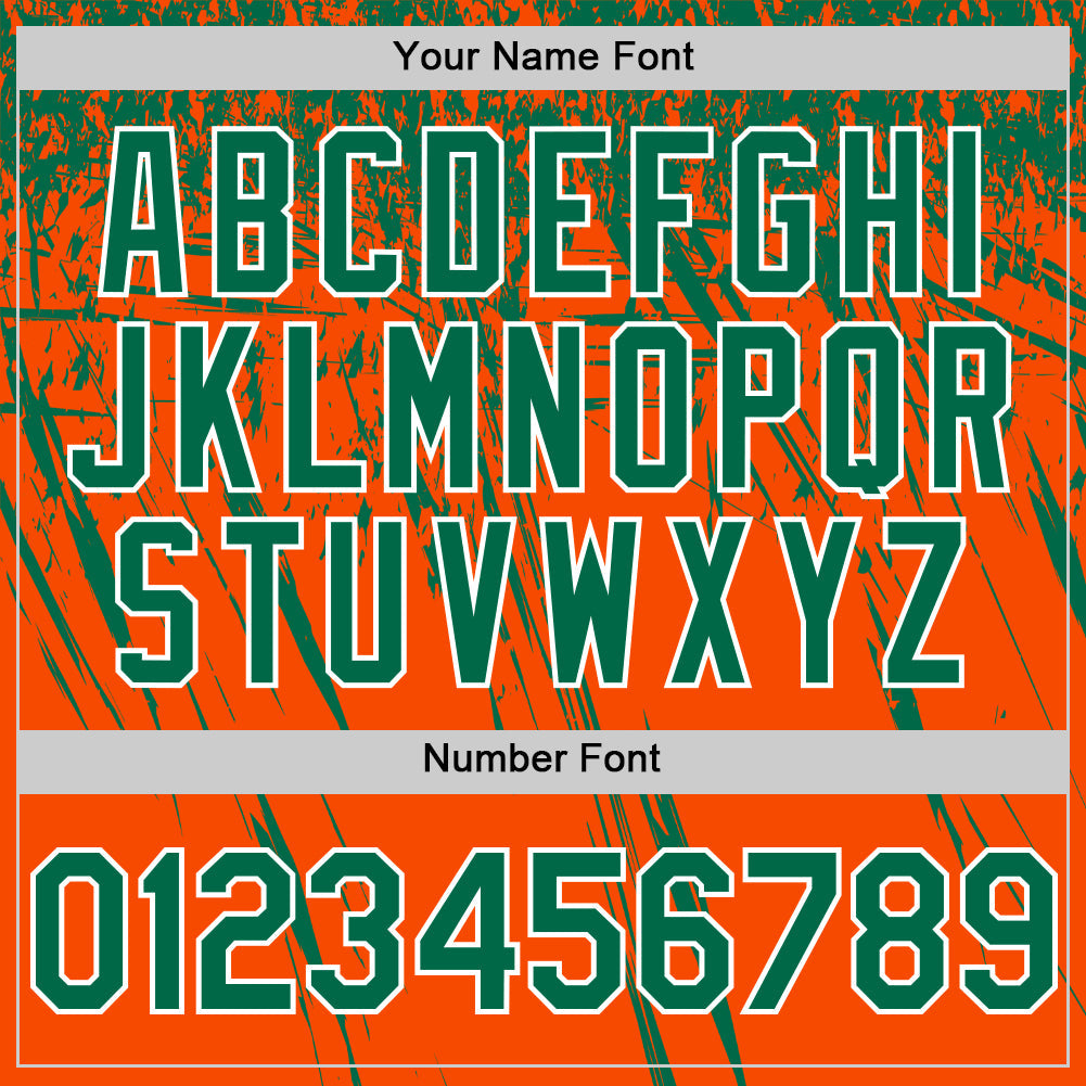 Custom Orange Kelly Green-White Distressed Scratch Brush Stroke Authentic Baseball Jersey