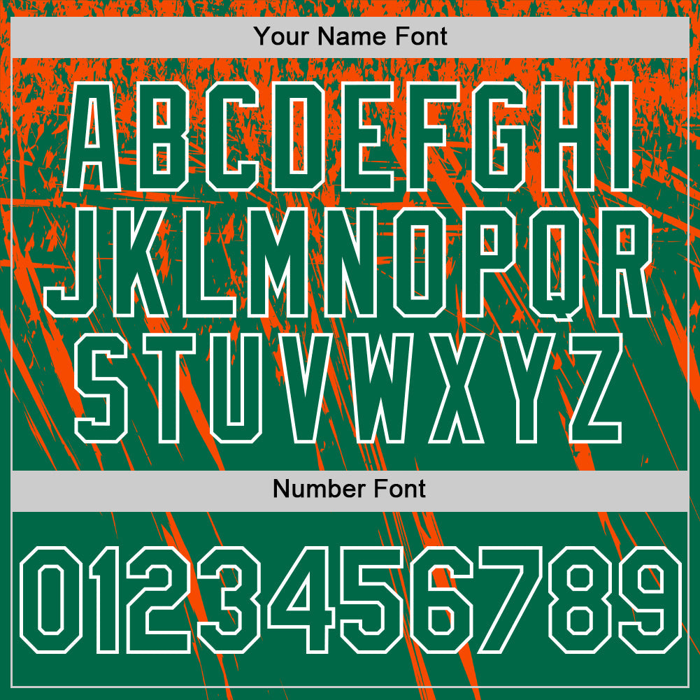 Custom Kelly Green Orange-White Distressed Scratch Brush Stroke Authentic Baseball Jersey