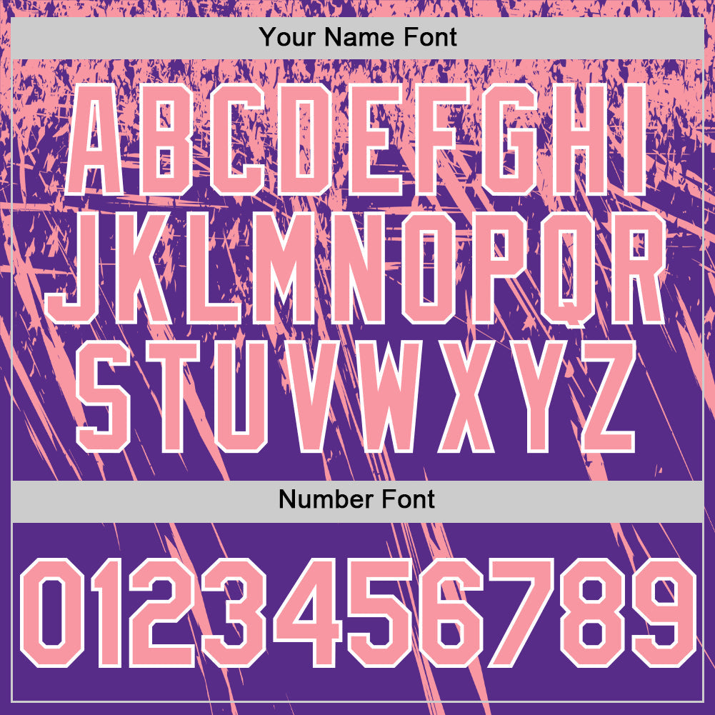 Custom Purple Medium Pink-White Distressed Scratch Brush Stroke Authentic Baseball Jersey