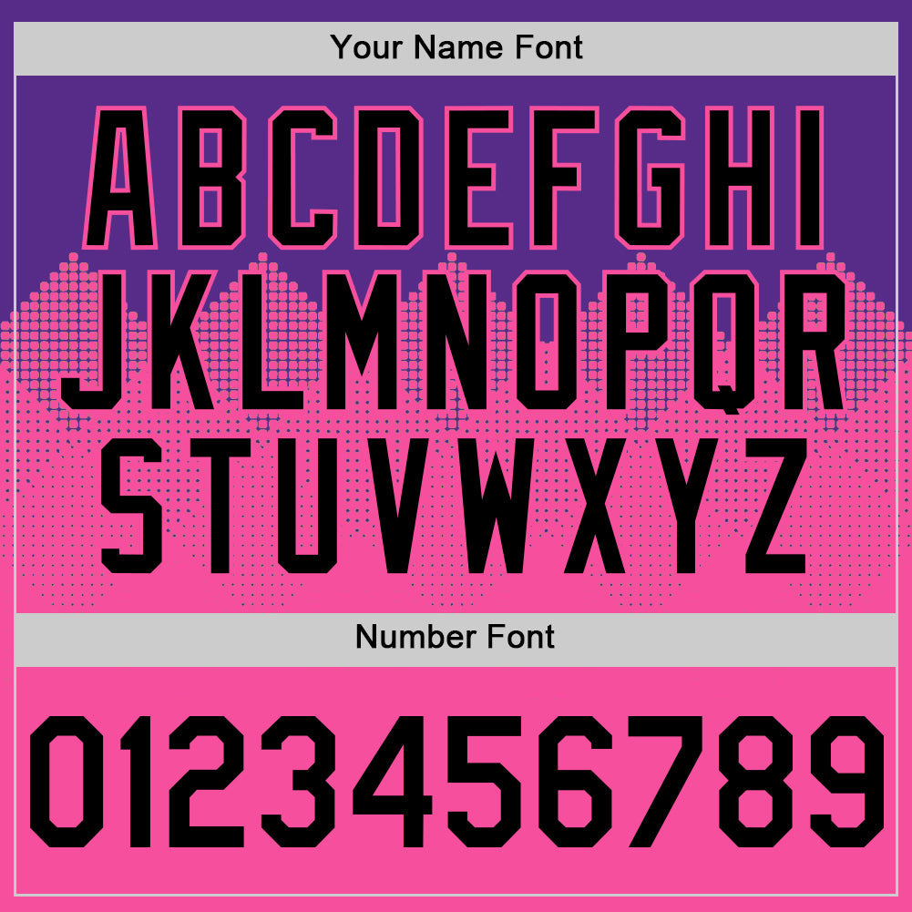 Custom Purple Black-Pink 3D Pattern Design Gradient Square Shapes Authentic Baseball Jersey