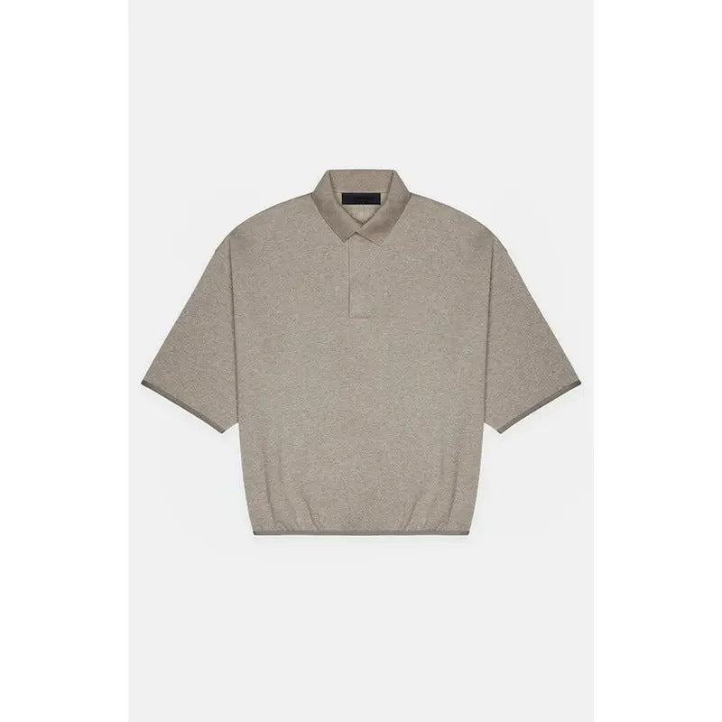 Fear of God Essentials Men's Heather Grey 3/4 Sleeve Polo Sweatshirt