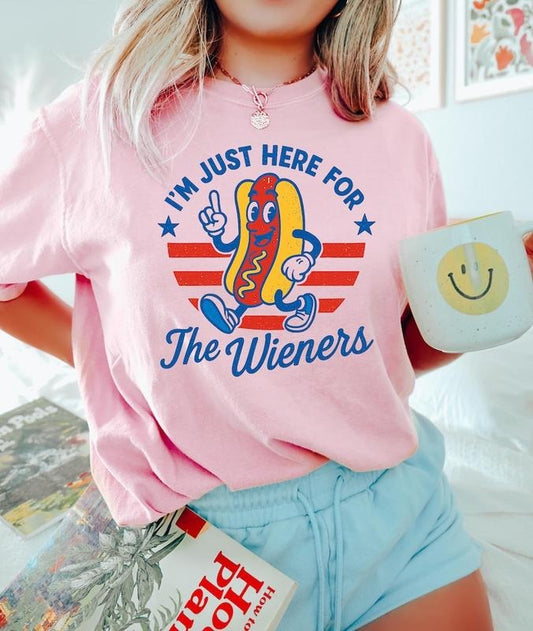 4th of July Just Here For The Wieners Tee Shirt, Funny Hot Dog Shirt, Independence Day Tshirt, Retro America Patriotic Weenies Shirt
