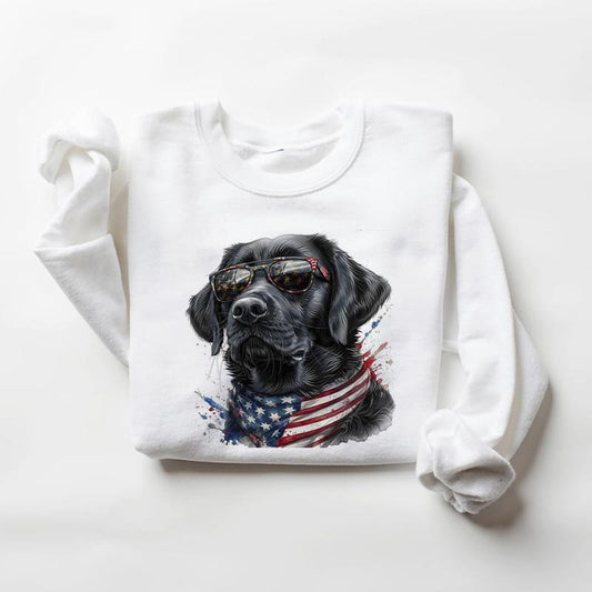 4th of July shirt Black Labradors and USA Flag Unisex Hoodie Sweatshirts Independence Day Retro and National Hunting Day 1 Cotton Menswear
