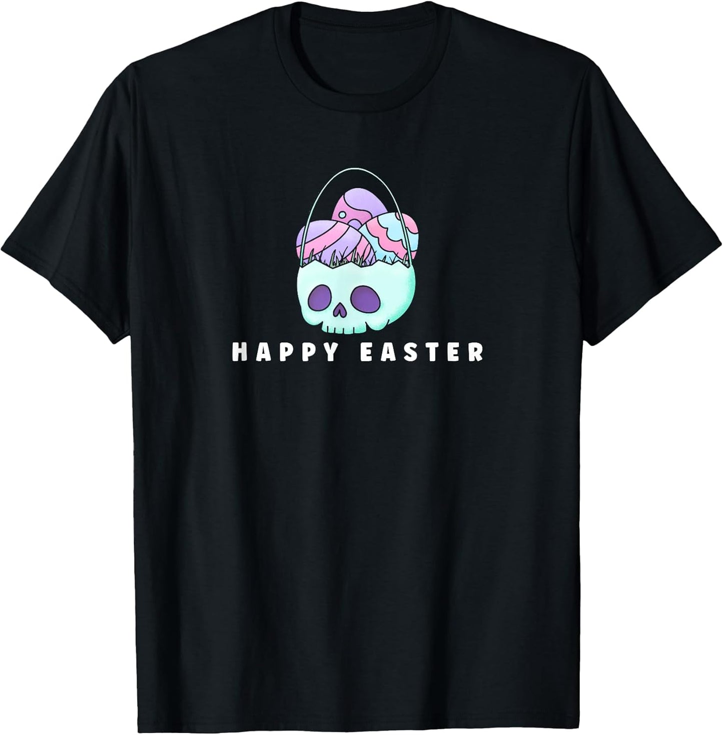 Happy Easter Skull Pastel Egg Basket T-Shirt