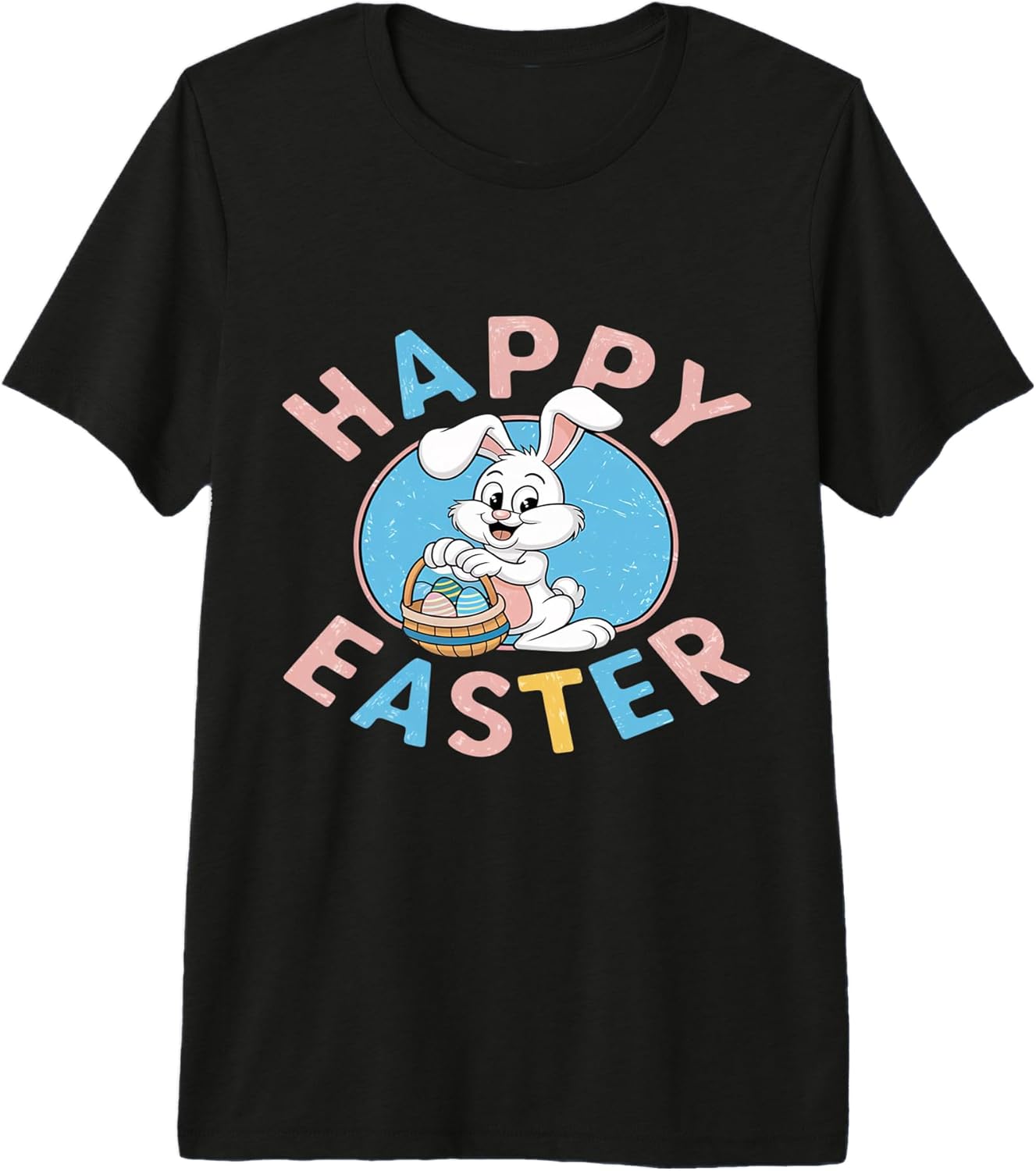 Happy Easter Bunny with Basket Pastel Eggs Cute Premium Tri-Blend T-Shirt