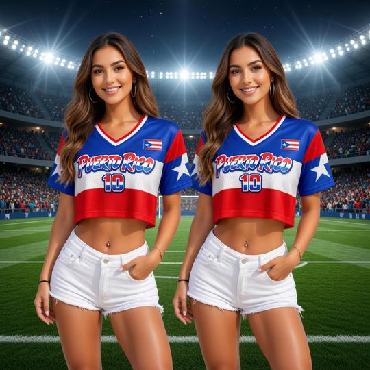 Puerto Rico Soccer Crop Top, Custom Football Baseball Jersey, Personalized Name Number Fan Shirt
