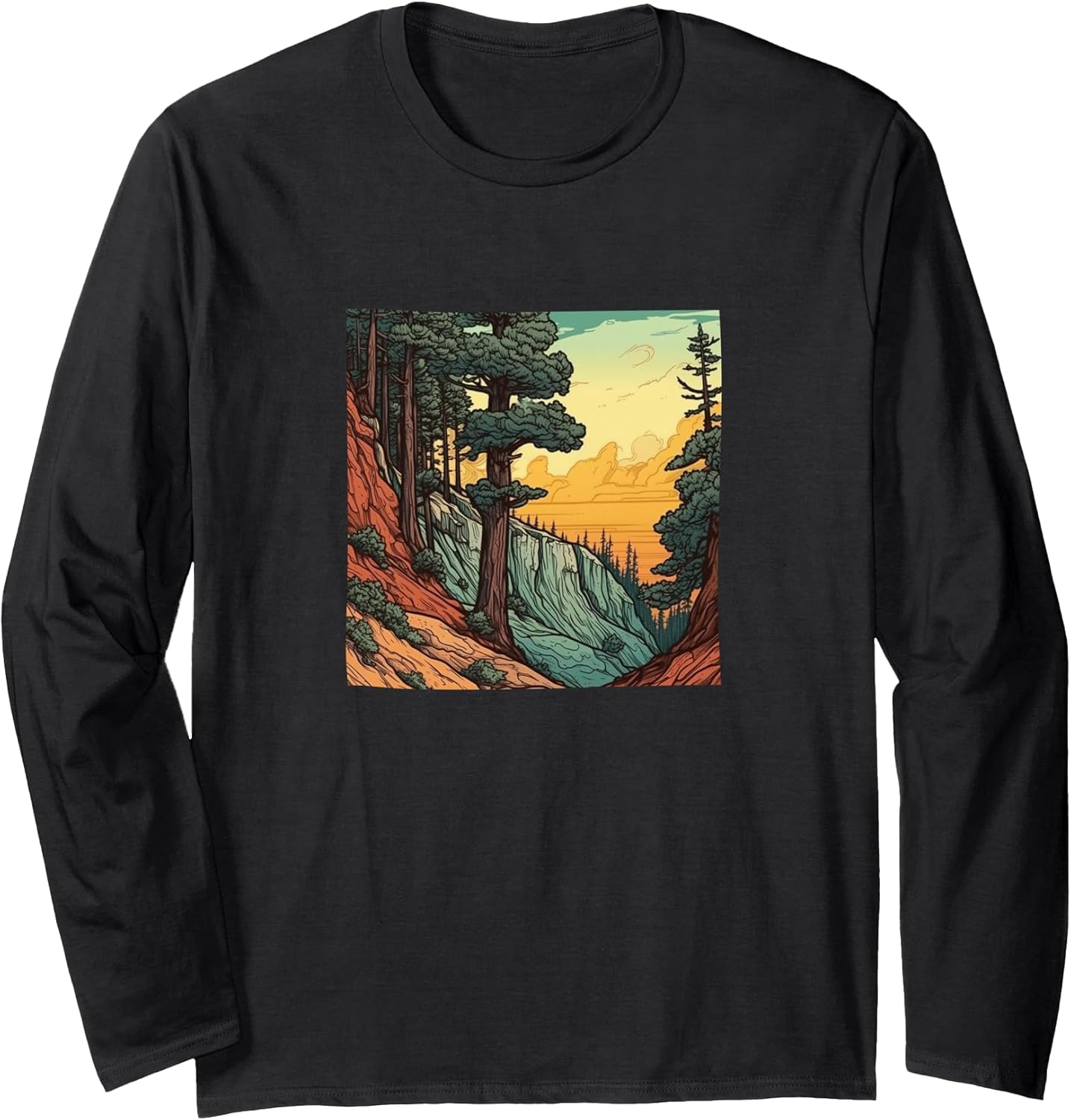 Cliffside With Pine Trees Vintage Landscape Merch