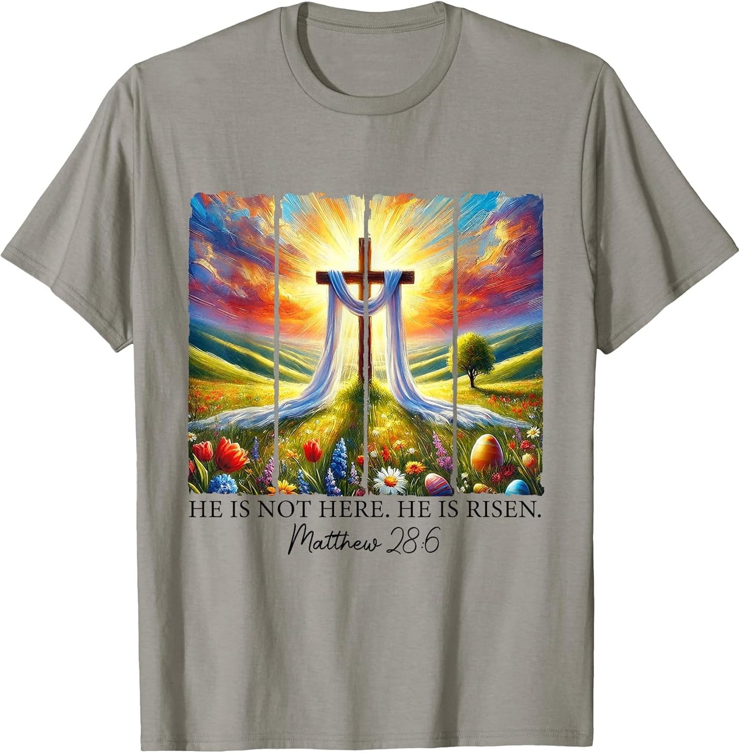 He Is Risen Cross Faith Resurrection Jesus Easter Christian T-Shirt