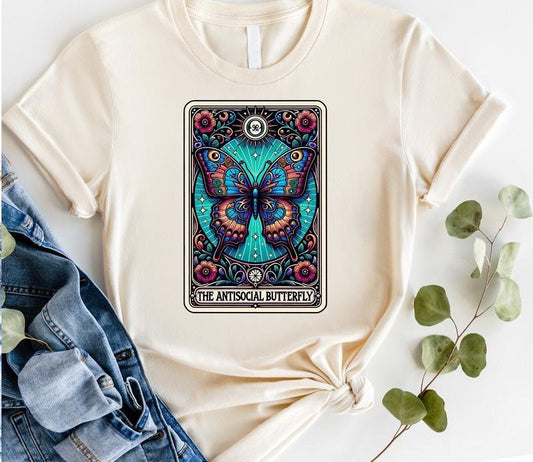 #816 - The Anti-Social Butterfly Tarot -  Print Unisex Crew neck Tee T-shirt