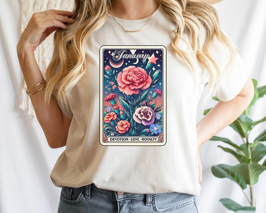 #821 - Month Floral Flowers Tarot Card Tee Unisex Shirt Graphic t-shirt