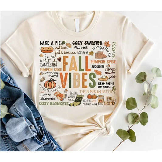 # 837 -  Fall Vibes - Print Unisex Crew neck Tee T-shirt Top Womenswear