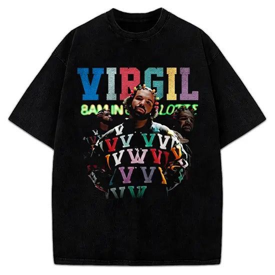 8AM IN CHARLOTTE For All The Dogs Virgil Tribute Hate Survivor Graphic Rap Hip Hop T-Shirt Crewneck Cotton