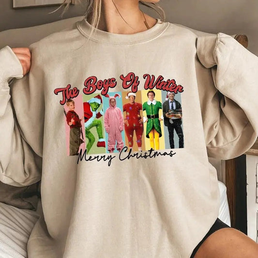 90s Christmas Boys Movie Characters Shirt, Retro Christmas Sweatshirt, Embrace The Festive Spirit With A Merry Christmas Shirt