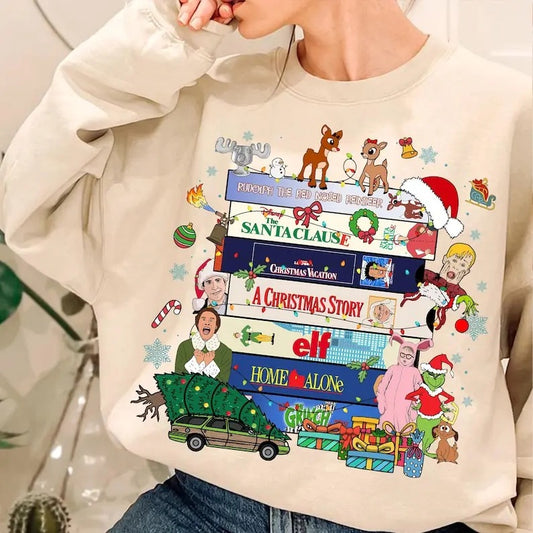 90s Style Christmas Sweatshirt, Christmas Design , VHS Tapes, 90s VHS, Christmas Movies VHS Sweatshirt