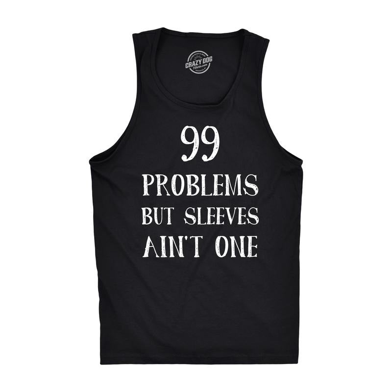99 Problems But Sleeves Ain't One Tank Top Rap Music Funny Muscles Sleveless Tee Funny Workout Shirt for Men with Plus Sizes Funny Music Sleeveless Tee Novelty Tank Tops for Guys Black