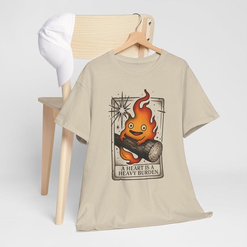 A Heart's A Heavy Burden Tshirt, Howls Moving Castle Shirt, Calcifer Shirt, Sophie and Howl Shirt, Studio Ghibli, Hayao Miyazaki, Anime