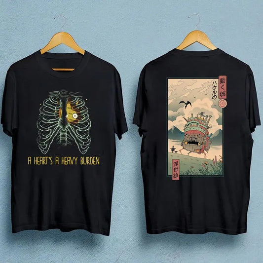 A Heart's a Heavy Burden 2 Side Sweatshirt Tshirt, Howls Moving Castle Shirt, Sophie Hatter Quote Miyazaki Tee Studio Ghibli Inspired Anime Shirt
