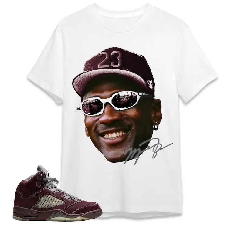 A J 5 Burgundy Unisex Shirt, T-shirt, Head MJ, Shirt To Match Sneaker Hoodie, Sweatshirt | WearSparks.com