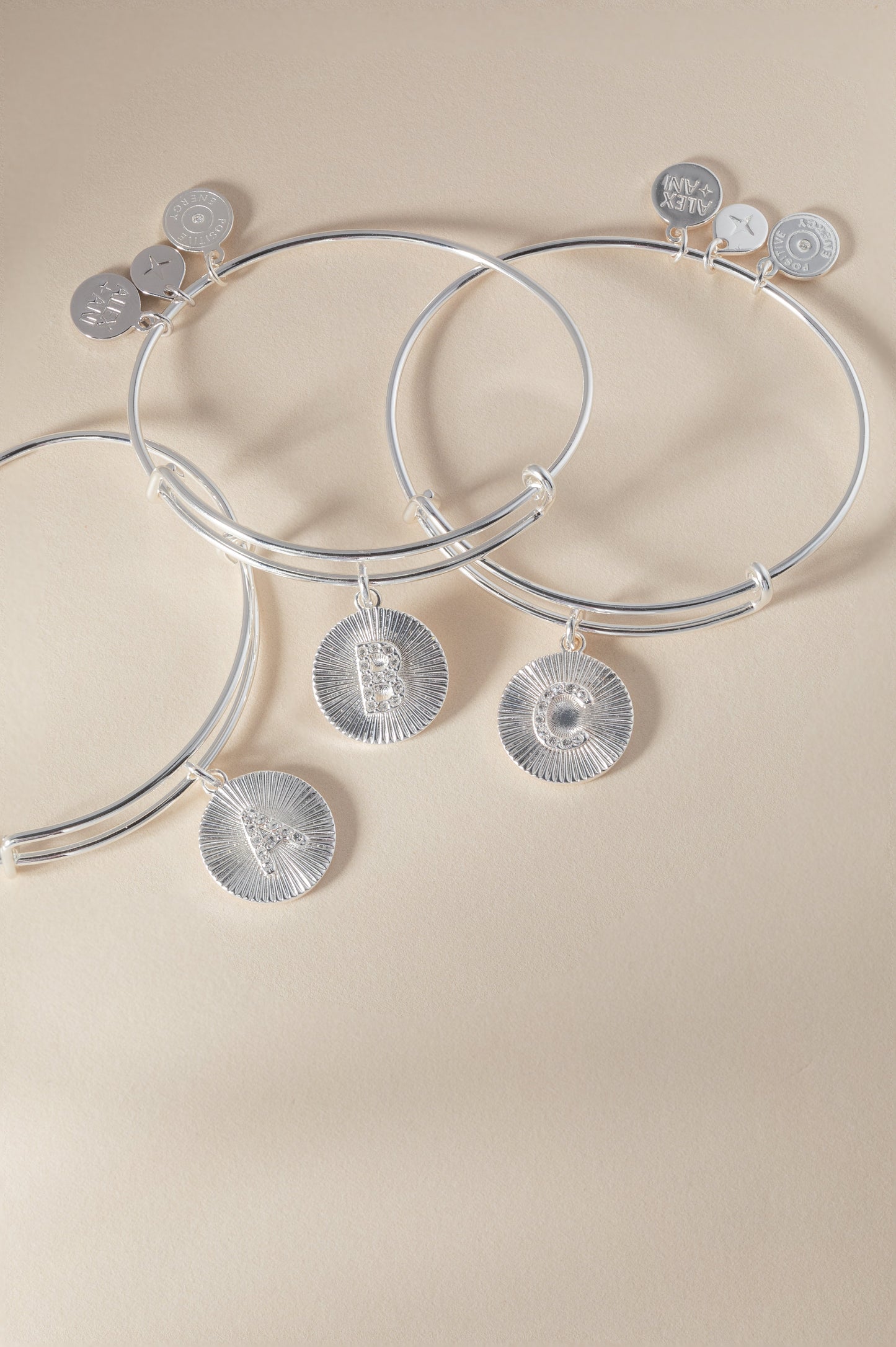 Initial C Pave Starburst Texture Bangle