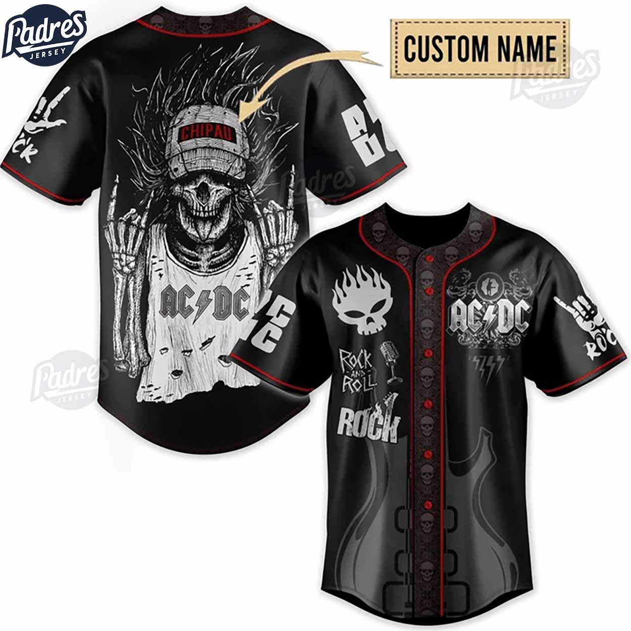 ACDC Rock And Roll Custom Baseball Jersey - Padres Jersey Oasis: Elevate Your Baseball Style Game