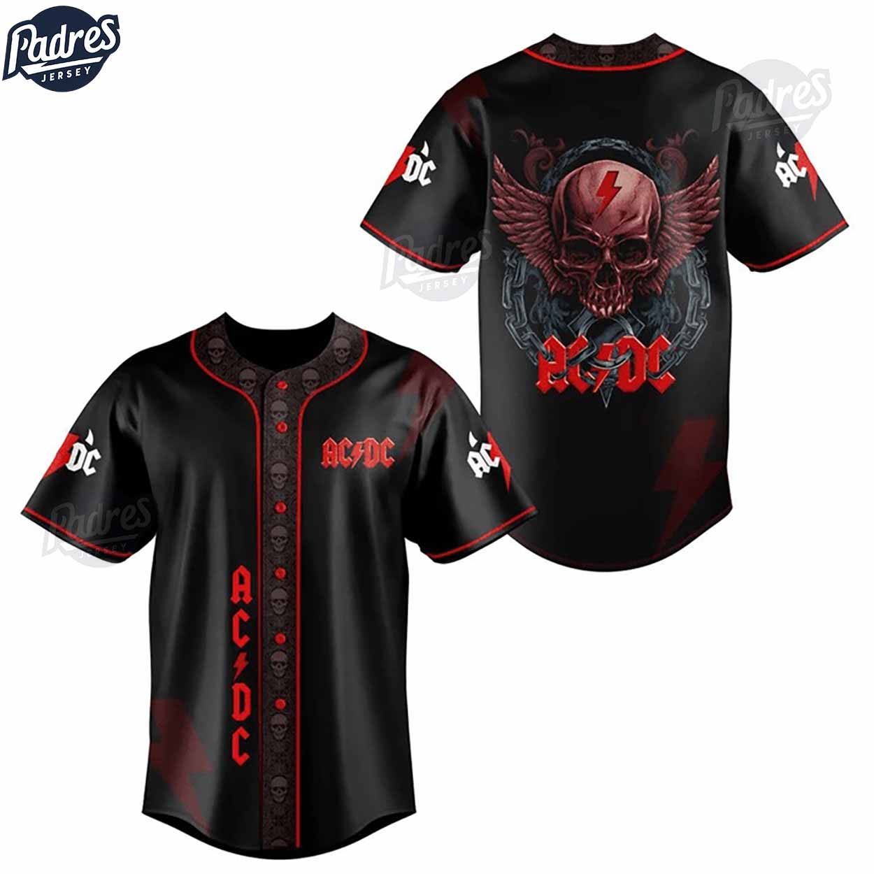 ACDC Skull Custom Baseball Jersey Style - Padres Jersey Oasis: Elevate Your Baseball Style Game