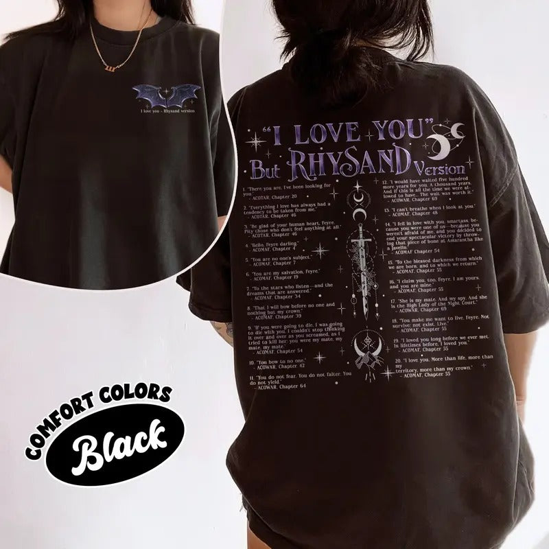 ACOTAR Rhysand Comfort Colors Shirt, Rhysand The Bat Boys T Shirt, I Love You In Book Quotes Tee, The Night Court Gift For Bookish