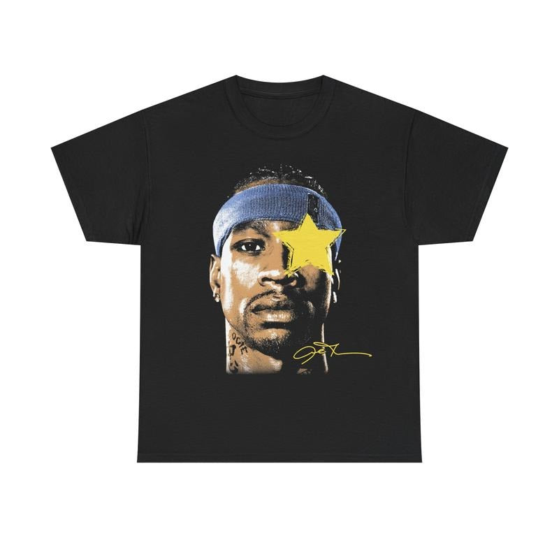 AI V2 Inspired Vintage Graphic Tee Heavy Cotton Basketball Streetwear 90s Throwback Y2K Aesthetic Hiphop Classic Casual Menswear Retro Shirt T-Shirt Top Comfy Hooper Crewneck Tshirt