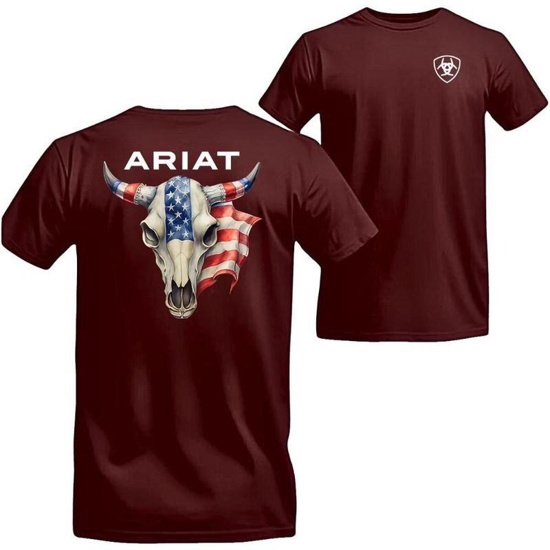 ARIAT Tshirt with Bold Bull Skull Design, Unisex Tshirt, Unisex shirt, Ariat TShirt, Ariat Tshirt Cotton Menswear Menswear Menswear Menswear Menswear