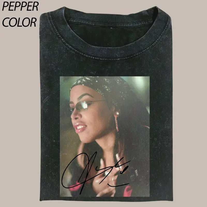 Aaliyah Vintage 90's Graphic Unisex Shirt, Aaliyah's signature T-Shirt, Fan Gift Graphic Tee, Gift for Him Her Womenswear Tops