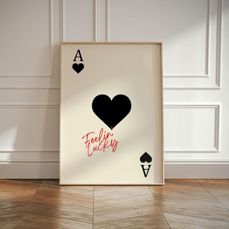 Ace Of Hearts Print, Playing Card Poster, Modern Home Gallery Wall, Gifts For Besties Sister Wall Art, Poster Prints No...