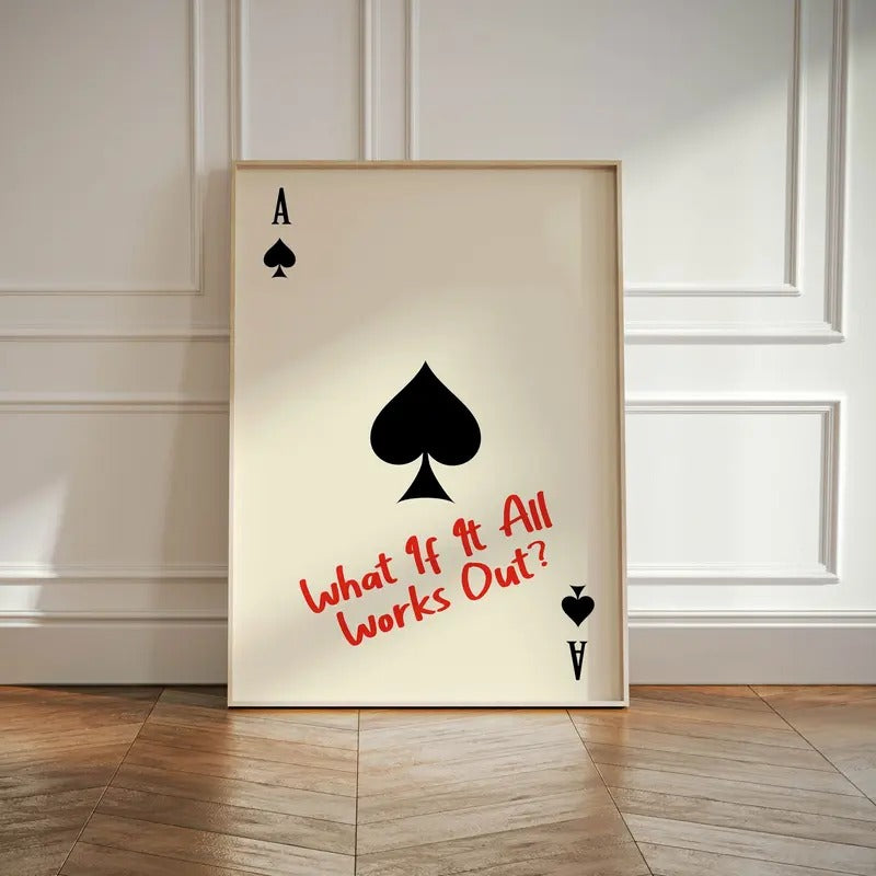 Ace Of Spades Print, Playing Card Poster, Trendy Retro Bar Decor, Gifts For Besties Women Bedroom Decor, Poster Prints No...