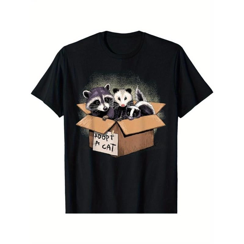 Adopt A Cat Shirt Raccoon Opossum Skunk Adopt A Street Cat T-Shirt Made in USA