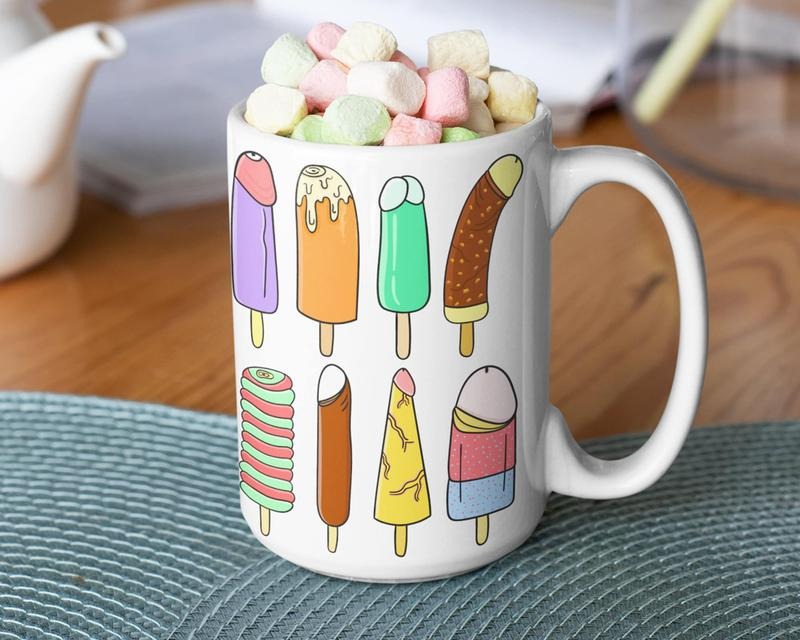 Adult Humor Ice Cream Mug, Quirky Gift For Friends And Lovers, Graphic Tees, Funny Coffee Mug Gift