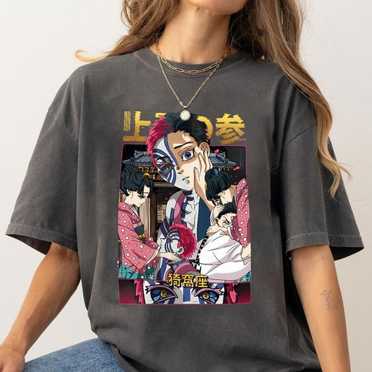 Akaza Hakuji Soyama Demon Slayer Shirt, Akaza Upper Moon 3 Demon Eyes Sweatshirt, Kimetsu No Yaiba t-shirt, anime sweatshirt hoodie