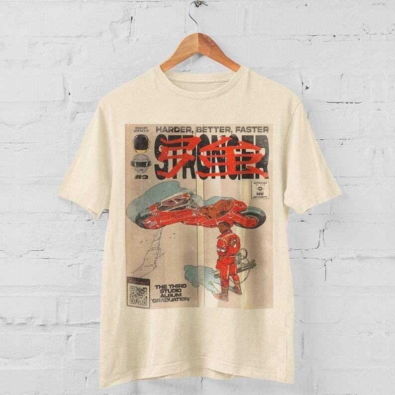 Akira kANYE Stronger Vintage Hip Hop 90s Retro Graphic Tee Comic T-Shirt