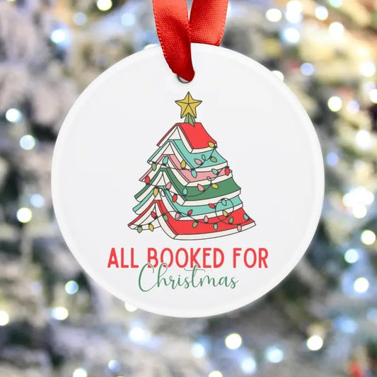 All Booked For Christmas Ornament, Book Lovers Gift, Bookish Holiday Gift for Teachers And Readers, Book Tree Stocking Stuffer
