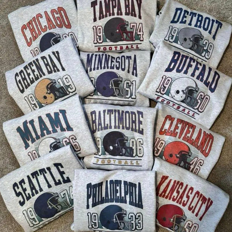 All Teams Football Vintage Style Crewneck Sweatshirt, Vintage All Teams Football Sweatshirt, Vintage Sweatshirt Classic Cotton