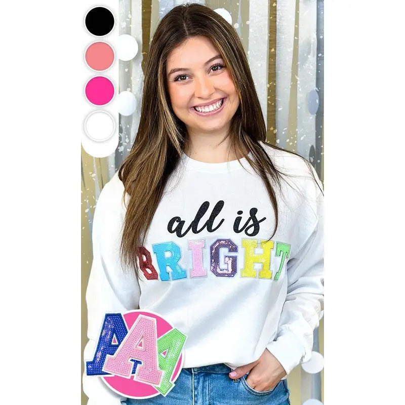 All is Bright Sequin Graphic Sweatshirt