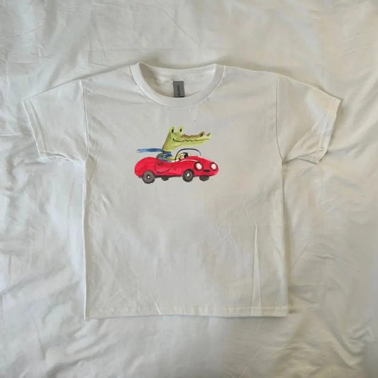 Alligator in Car Baby Tee, vintage, Pinterest, Y2k fashion, ahs style, 90s style baby tee, retro , trendy pinterest