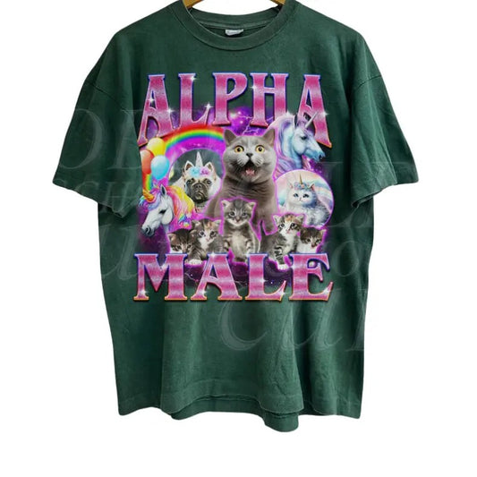 Alpha Male Unicorn Ironic Vintage 90s T-Shirt, Retro Funny Rainbow Unisex Tshirt, Funny Ugly Tee, Funny Weird Meme Shirt, Offensive Y2k Tee Menswear