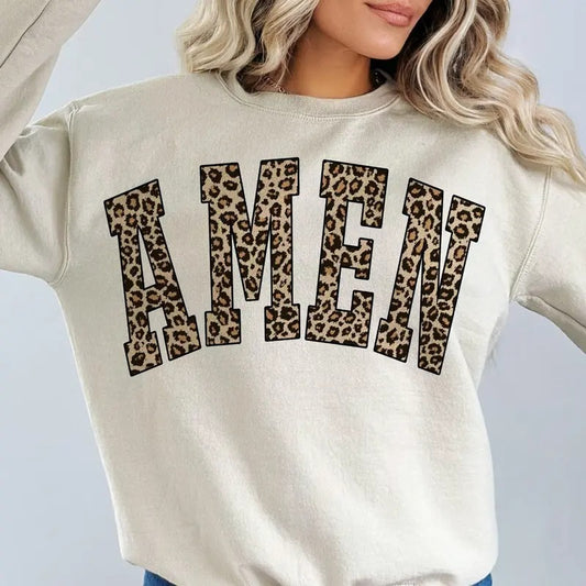 Amen Leopard Cheetah Christian Easter Sweatshirt, Jesus Easter T-Shirt, Christian Leopard Holiday Clothing, Unisex