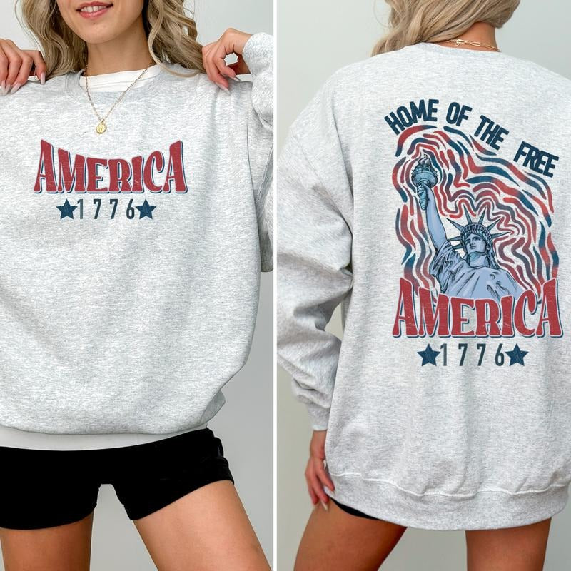 America 1776, Home of the Free, 4th Of July, Shirts and Sweatshirts, July Fourth Outfits and Sweatshirt