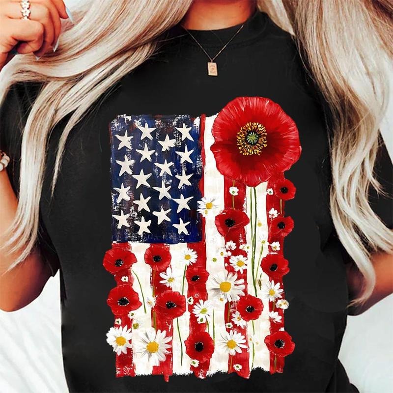 American Flag Floral tee, 4th of July tshirt, Memorial tee, floral America USA tee, Patriotic tshirt, Girly tee, USA tshirt, 4th Of July