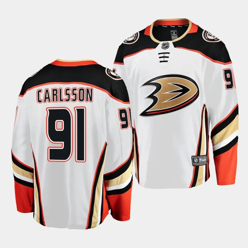 Anaheim Ducks #91 Leo Carlsson Away White Jersey 2023 NHL Draft