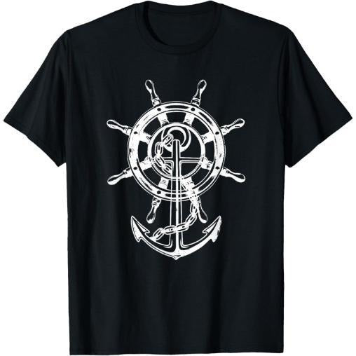 Anchor & Rudder Cool Sailing Design Nautical Gift Men T-Shirt Made in USA