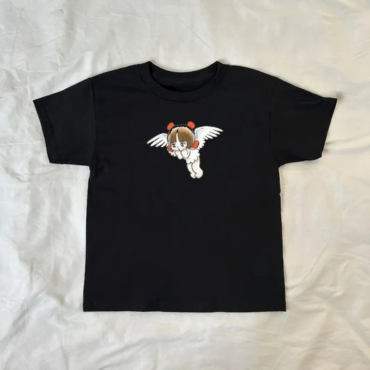 Angel Girl Baby Tee, y2k clothing, Pinterest ,vintage, streetwear, trendy, 90s style baby tee, ahs style, black jack anime, pinoko,